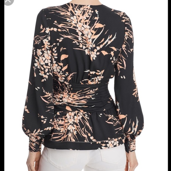 JOIE Womens Black Belted Floral Long Sleeve blouse - Picture 2 of 7
